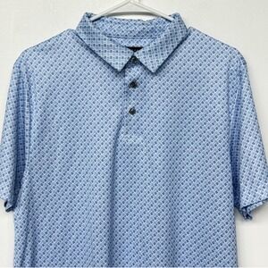 PGATOUR Pro Series Mens Athletic Fit Golf Polo Shirt Blue Geo Print Size L